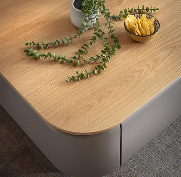 Quatropi Large Modern Square Coffee Table with Drawer Storage Grey Oak 100cm