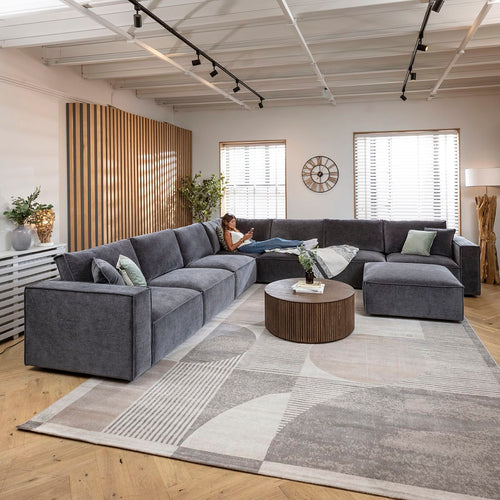 Rupert Large 7 Seater Modular Corner Sofa Storm Grey 386x386cm 17