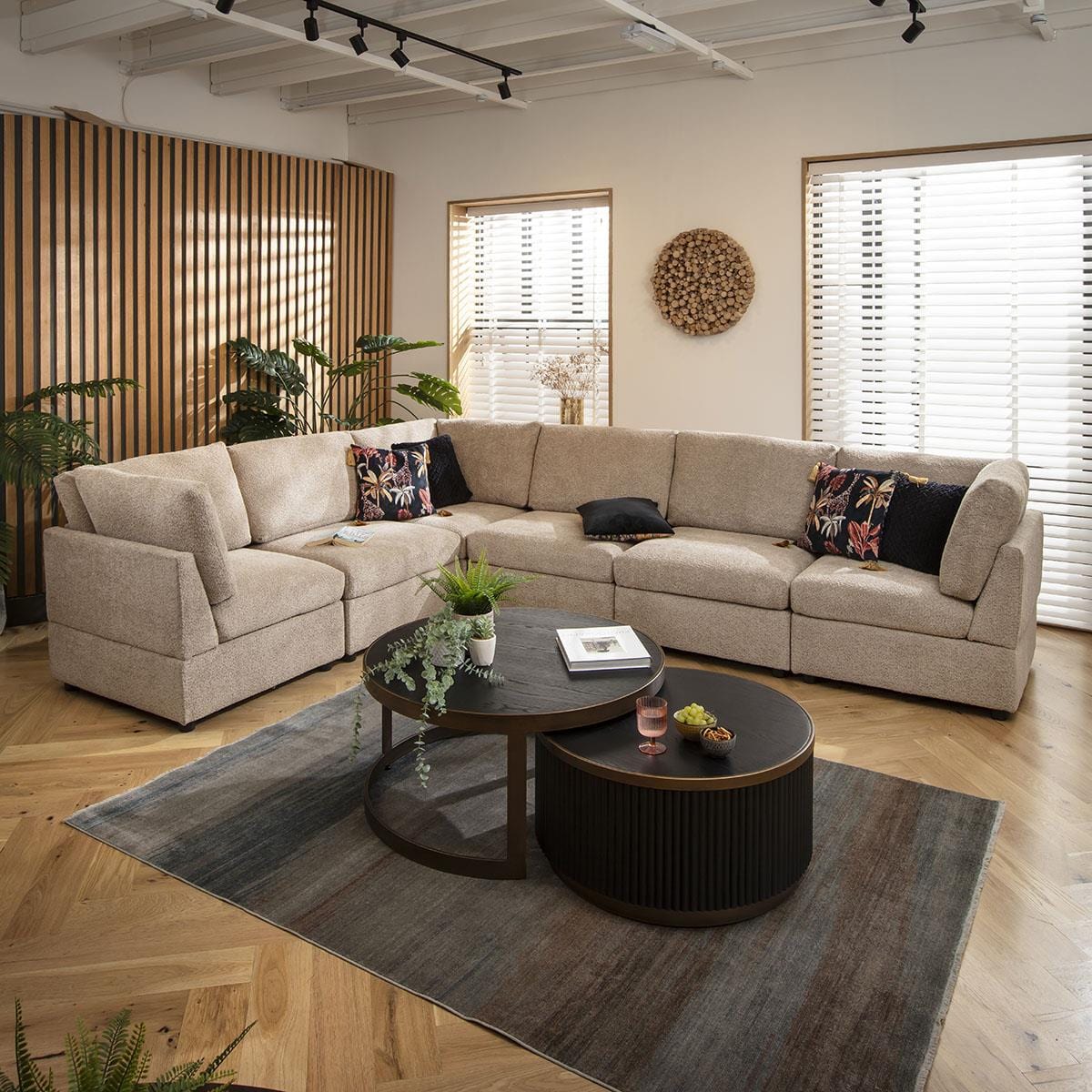 Large Modular L Shape Modern Corner Sofa 6 Seater Beige Boucle Fabric large-modular-l-shape-modern-corner-sofa-6-seater-beige-boucle-fabric