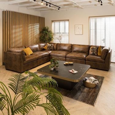 Quatropi Large Modular L-Shape Modern Corner Sofa 6 Seater Set Brown Fabric 15R