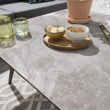 Quatropi Large Outdoor Coffee Table - Modern Grey Premium Ceramic Marble 140cm