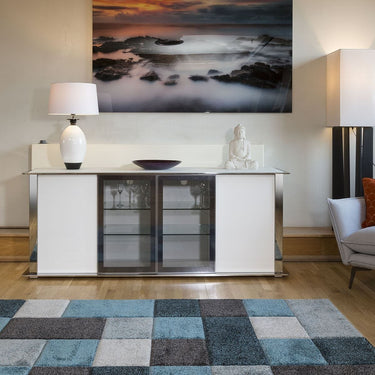 Quatropi Large Sideboard Cabinet White Gloss and Chrome Modern Quatropi 233 New