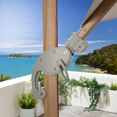 Quatropi Large Tilting Outdoor Garden Cantilever Parasol with Base Wood-Effect Taupe 300cm