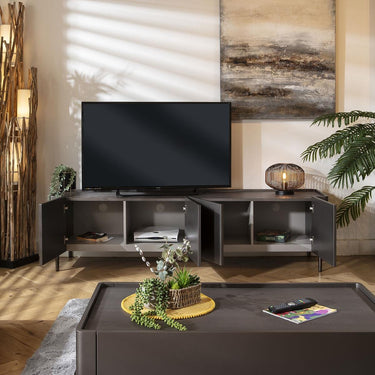 Quatropi Large TV Stand Television Cabinet Unit with Storage Matte Grey 200cm