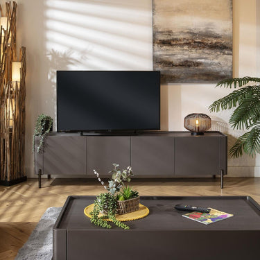 Quatropi Large TV Stand Television Cabinet Unit with Storage Matte Grey 200cm