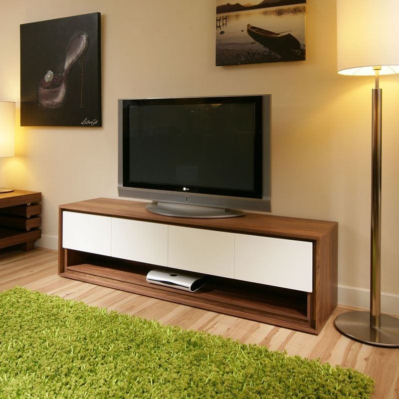 Quatropi Large TV/Television Stand/Cabinet/Cabinets/Unit Walnut / Off-White 104