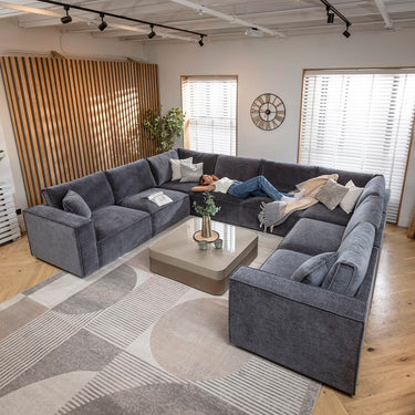 Quatropi Large U-Shape Corner Sofa 8 Seater Modern Couch Grey 374x297cm