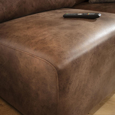 Quatropi Large U Shape Corner Sofa Footstool Chaise 6 Seater Modular Brown