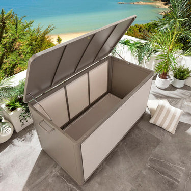 Quatropi Large Weather-Resistant Aluminium Outdoor Garden Storage Box Beige 169x89x94cm