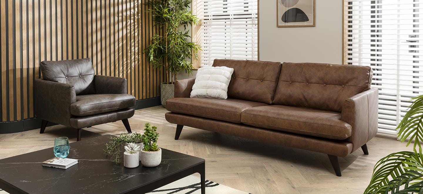 Quatropi Leather 3 Seater Sofa - Modern Scandi Design - Real Leather Options - 200cm