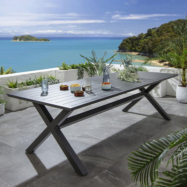 Quatropi Leno & Star 10 Seater Outdoor Garden Dining Set Grey Aluminium & Textilene