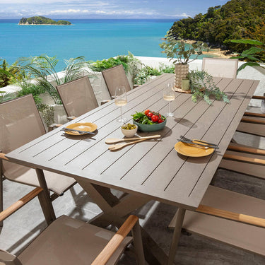 Quatropi Leno & Star 8 Seater Outdoor Garden Dining Set Beige Aluminium & Textilene