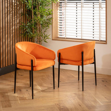 Quatropi Loki Velvet Carver Dining Chair Burnt Orange