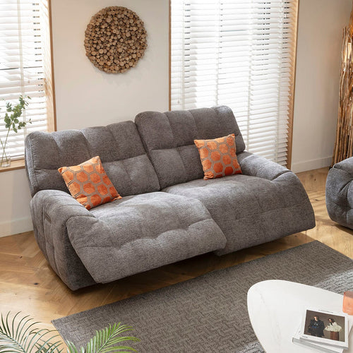 Luca Modern 2 Seater Electric Recliner Sofa Charcoal Chenille 290cm 2S