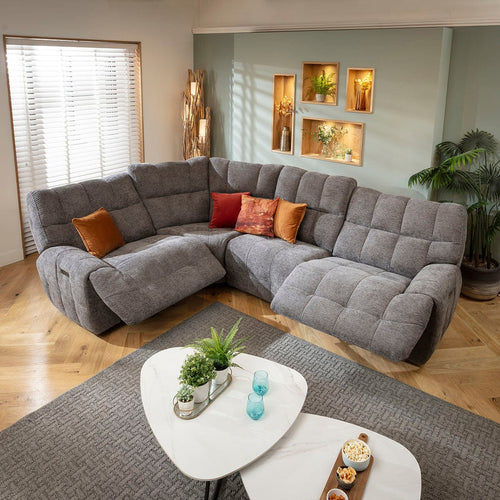 Luca 4 Seater Electric Recliner Corner Sofa Charcoal Chenille 300x220cm 5