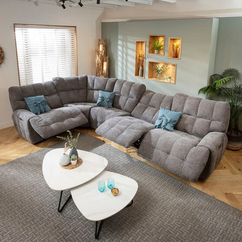 Luca 5 Seater Triple Recliner Corner Sofa Charcoal Chenille 380x220cm 8R1