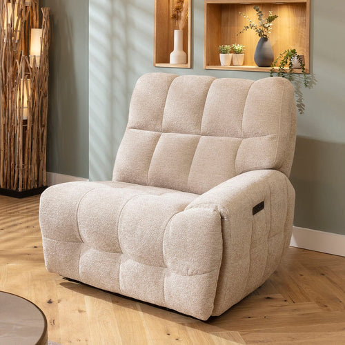 Luca Right-Hand Armed Recliner Sofa Module Beige Chenille 105x100cm
