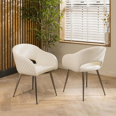 Quatropi Lucy Leather Carver Dining Chair with Arms White