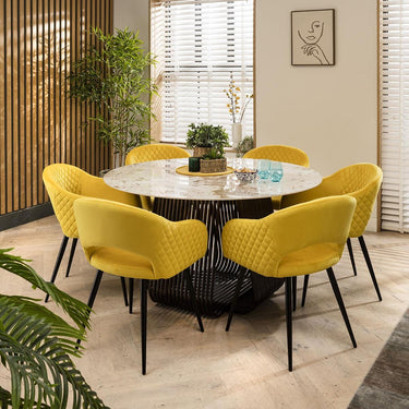Quatropi Lucy Velvet Carver Dining Chair with Arms Yellow