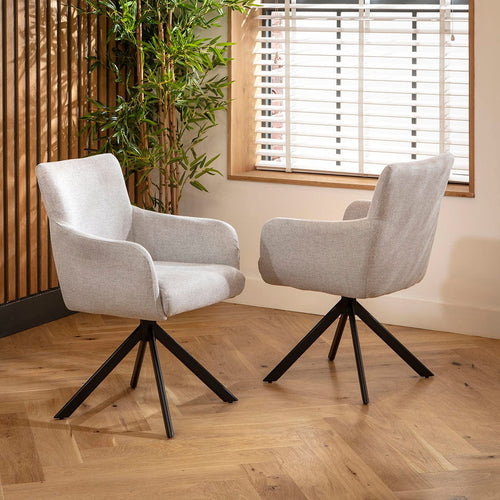 Luna Return Swivel Carver Dining Chairs Grey