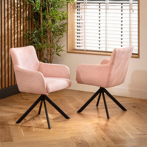 Luna Return Swivel Carver Dining Chairs Pink