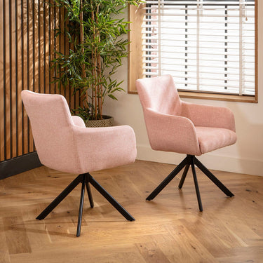 Quatropi Luna Swivel Carver Dining Chairs Pink