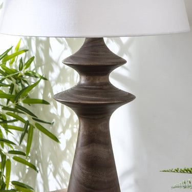 Quatropi Lux Wooden Table Lamp White & Natural Wood 41x72cm