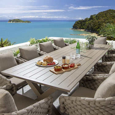 Quatropi Luxury 10 Seater Garden Table and Chairs Dining Set Aluminium Beige