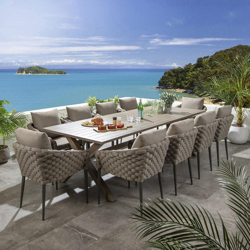 Sundowner 10 Seater Outdoor Garden Dining Set Aluminium Coffee & Beige