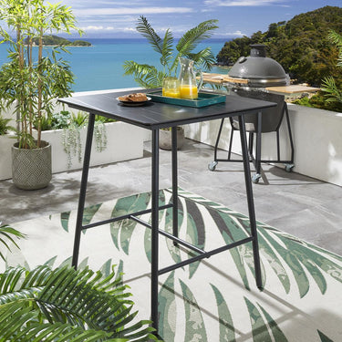 Quatropi Luxury 2 Seater Ceramic Outdoor Garden Bar Stool and Table Set Grey