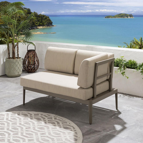 Luxury 2 Seater Garden Modular Sofa Section | Beige Aluminium & Cushions