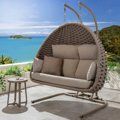Sundowner 2 Seater Luxury Outdoor Garden Double Egg Chair Latte Cream