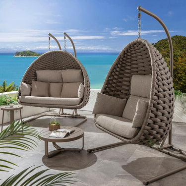 Quatropi Luxury 2 Seater Outdoor Garden Double Egg Chair Swing Cream
