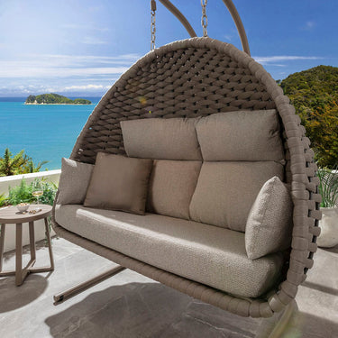 Quatropi Luxury 2 Seater Outdoor Garden Double Egg Chair Swing Cream