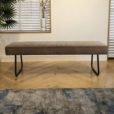 Quatropi Luxury 3 Seater Backless Dining Bench Seat Mink Velvet Fabric 150cm