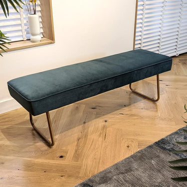 Quatropi Luxury 3 Seater Backless Dining Bench Seat Teal Velvet Fabric 150cm