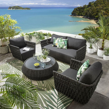 Quatropi Luxury 5 Seat Outdoor Garden Sofa Set With Armchair Coffee Table Grey