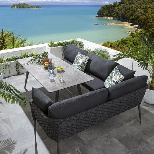 Sundowner 5 Seater Ceramic Corner Bench Dining Set Charcoal Grey LT