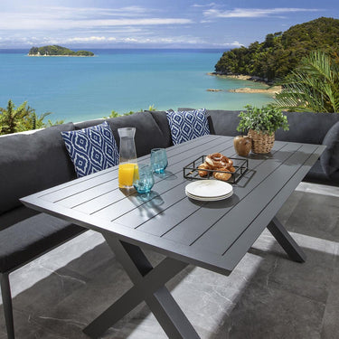 Quatropi Luxury 5 Seater Outdoor Garden Corner Bench Dining Set Aluminium Grey 