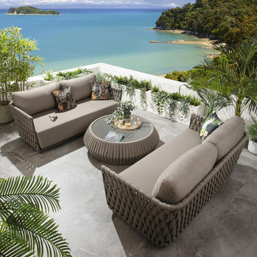 Quatropi Luxury 6 Seater Outdoor Patio Garden Sofa Set With Coffee Table Beige