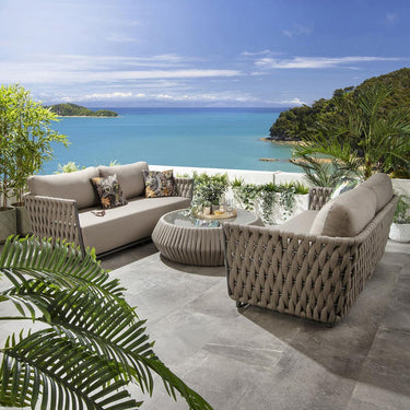 Quatropi Luxury 6 Seater Outdoor Patio Garden Sofa Set With Coffee Table Beige