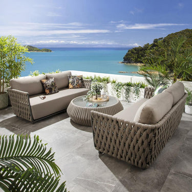 Quatropi Luxury 6 Seater Outdoor Patio Garden Sofa Set With Coffee Table Beige