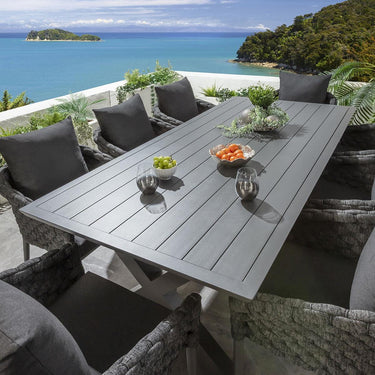 Quatropi Luxury 8 Seat Garden Dining Set Outdoor Table & Chairs Grey Aluminium