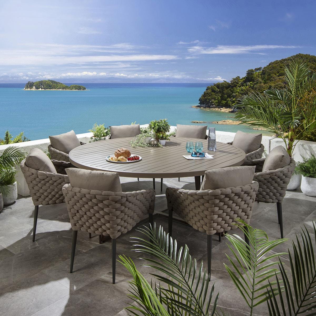 Outdoor Dining Round Dining Table And Chairs Seater Dining Sets