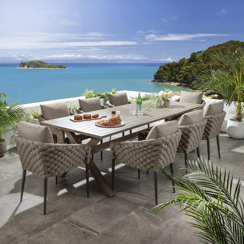 Sundowner 8 Seater Outdoor Garden Dining Set Aluminium Coffee & Beige