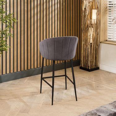 Quatropi Luxury Breakfast Counter Bar Stool Chairs With Back Dark Grey Fabric