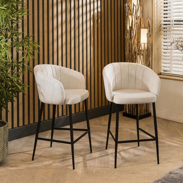 Quatropi Luxury Breakfast Counter Bar Stool Chairs With Back Stone Grey Fabric