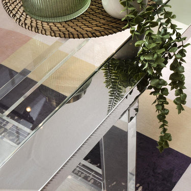 Quatropi Luxury Clear Glass Coffee Table - Modern Metal Frame - 100cm Square