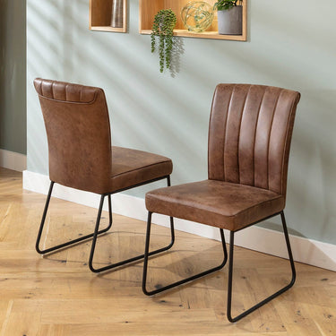 Quatropi Luxury Dining Chair Antique Brown Leather-Look Fabric