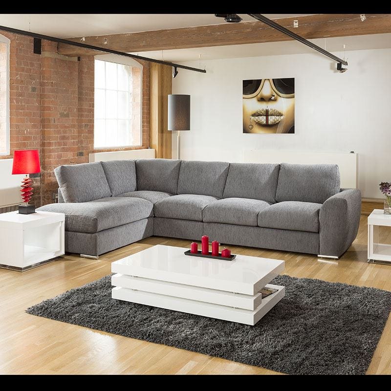 Quatropi Luxury Extra Large L Shaped Corner Sofa Grey Fabric 335 x 210cm Stock